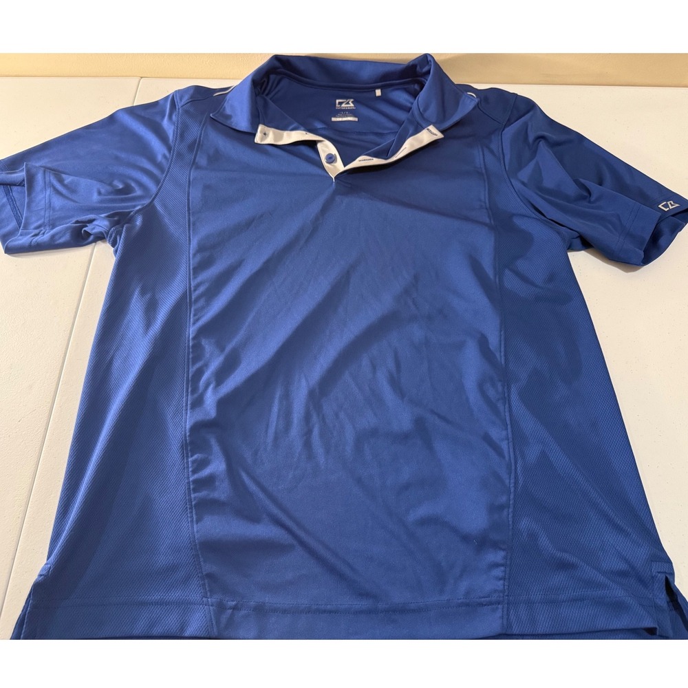 Cutter & Buck Mens Blue CB DryTec Short Sleeve Golf Polo Shirt Large